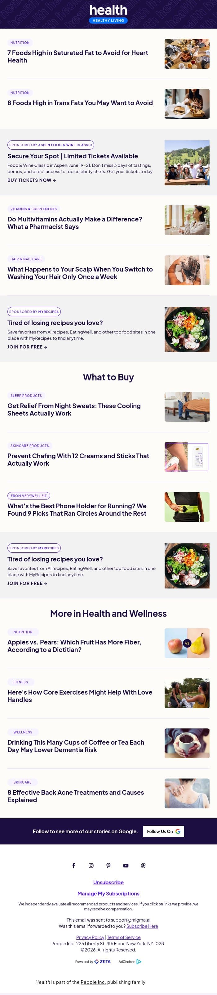 7 Foods High in Saturated Fat to Avoid for Heart Health email from Shape screenshot