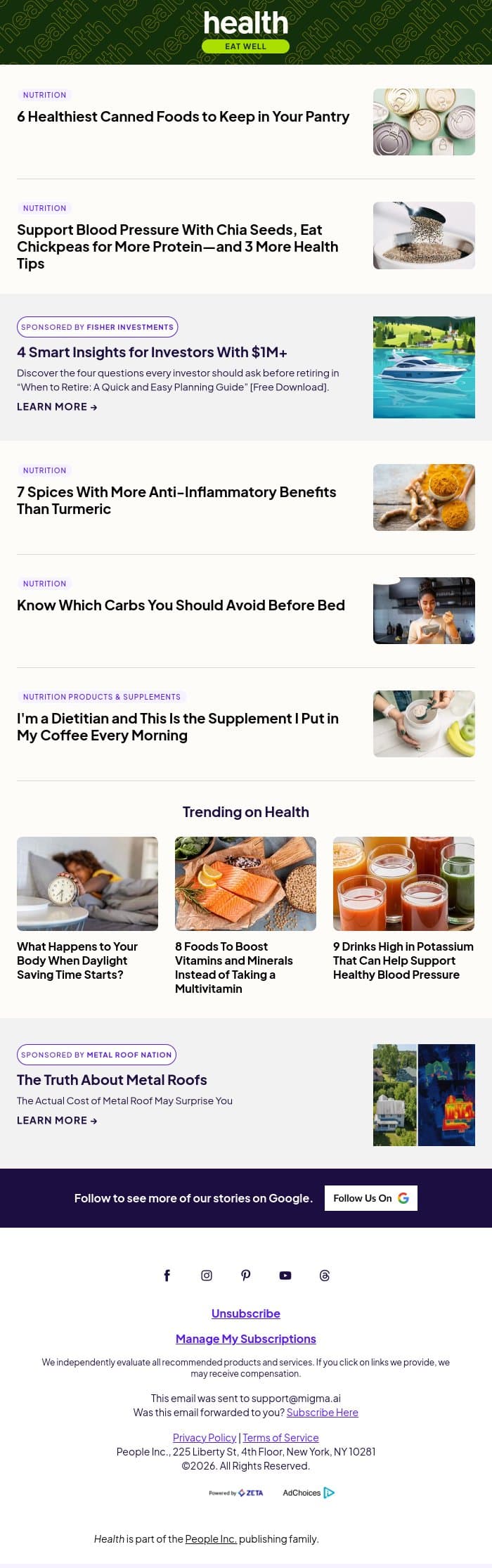 6 Healthiest Canned Foods to Keep in Your Pantry email from Shape screenshot