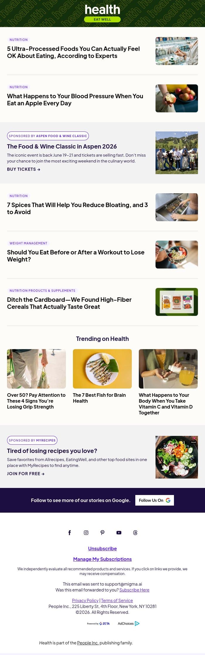 5 Ultra-Processed Foods You Can Actually Feel OK About Eating email from Shape screenshot