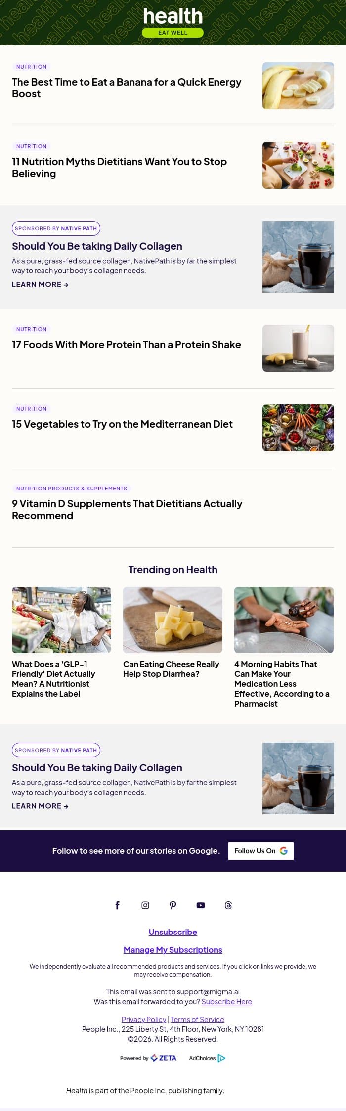 This Is the Best Time to Eat a Banana for a Quick Energy Boost email from Shape screenshot