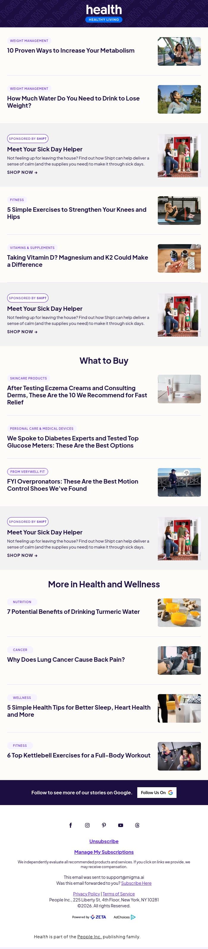 10 Proven Ways to Increase Your Metabolism email from Shape screenshot