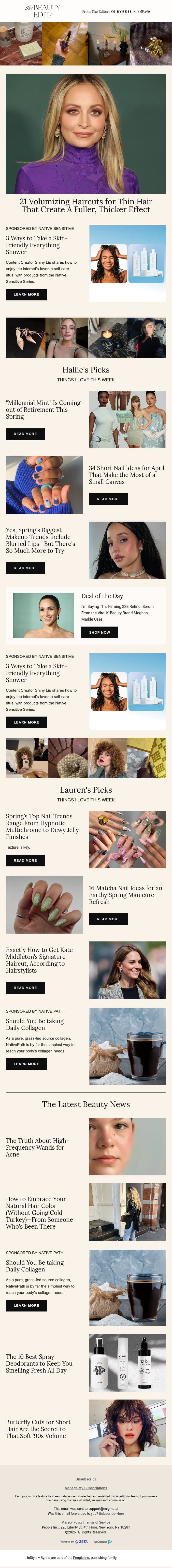 21 volumizing haircuts for thin hair that create a fuller, thicker effect email from Shape screenshot
