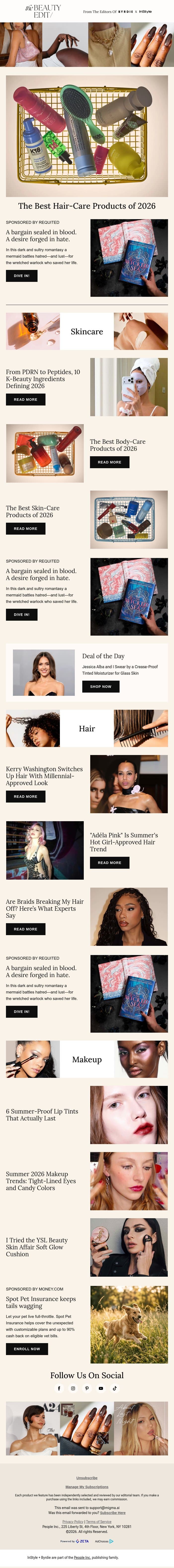 The best hair-care products of 2026 email from Shape screenshot