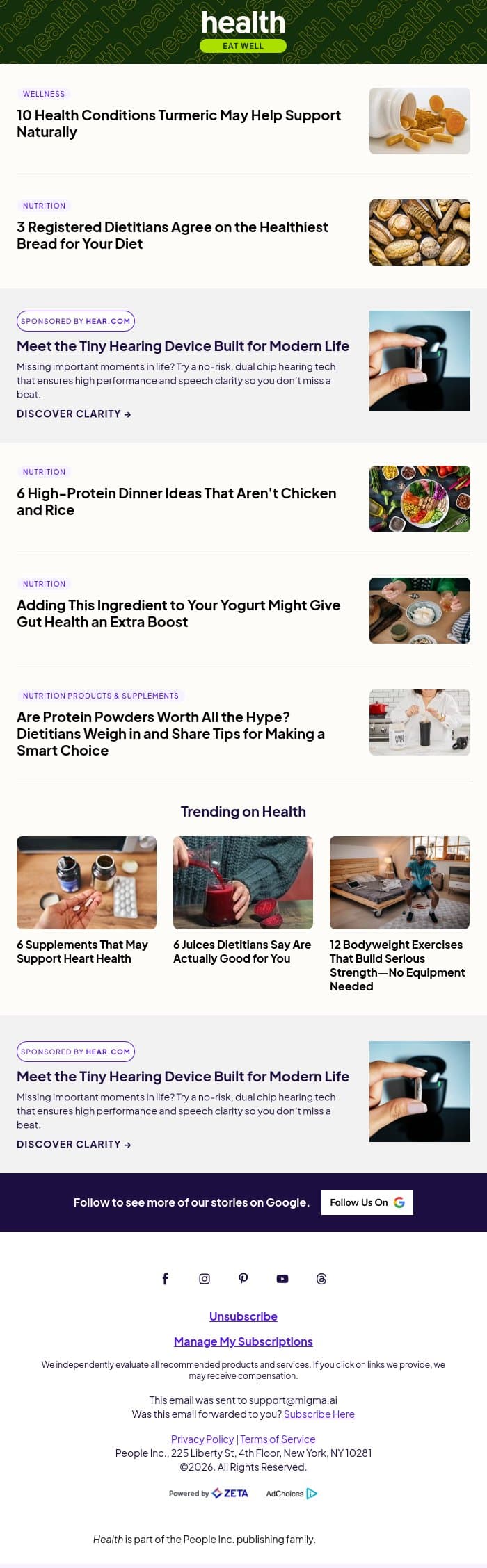 10 Health Conditions Turmeric May Help Support Naturally email from Shape screenshot