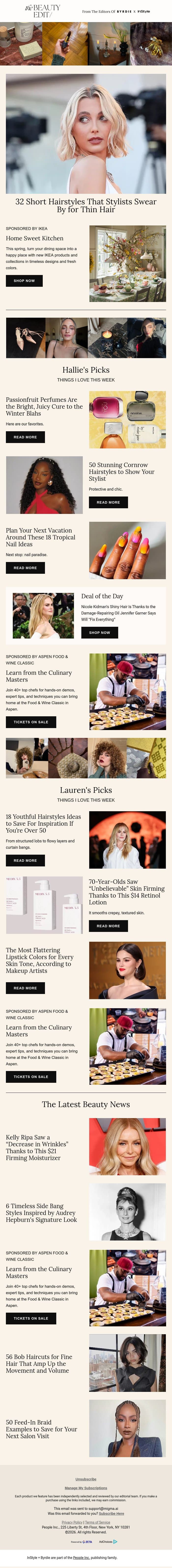 Short hairstyles that stylists swear by for thin hair email from Shape screenshot
