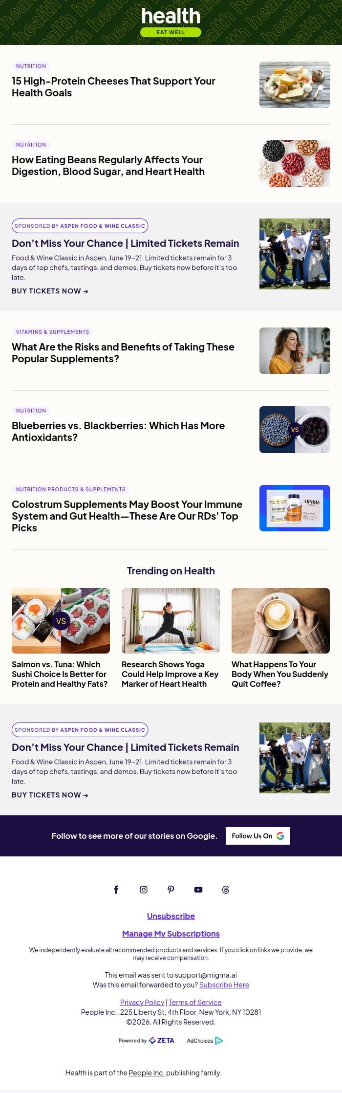 15 High-Protein Cheeses to Add to Your Diet email from Shape screenshot