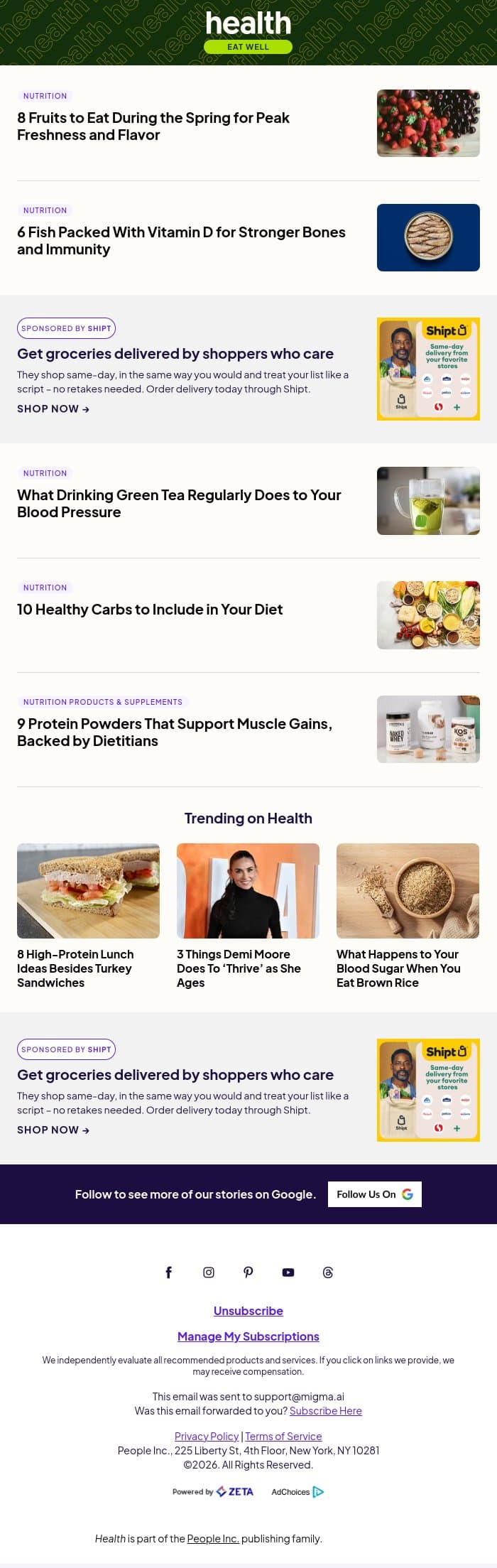 8 Fruits to Eat During the Spring for Peak Freshness and Flavor email from Shape screenshot