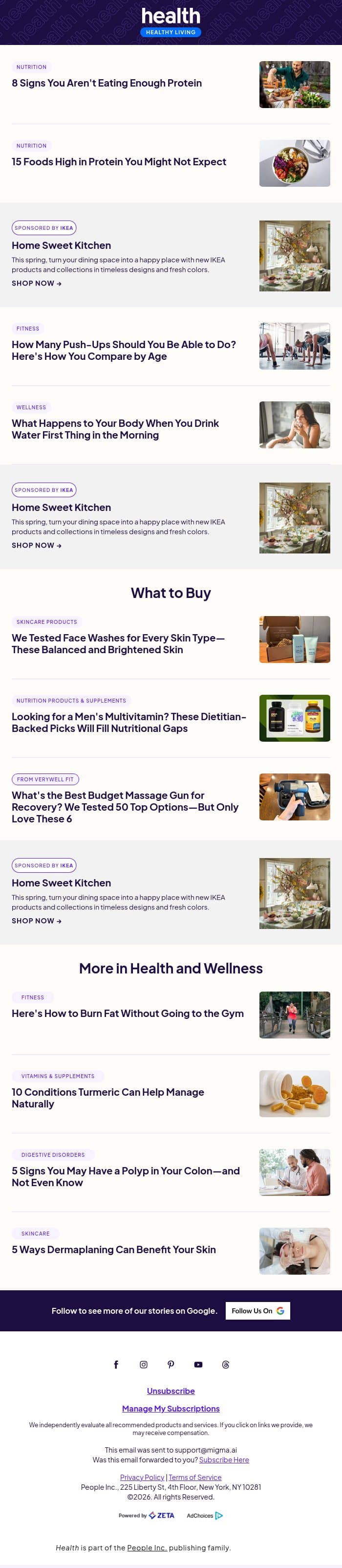 8 Signs You Need More Protein in Your Diet email from Shape screenshot