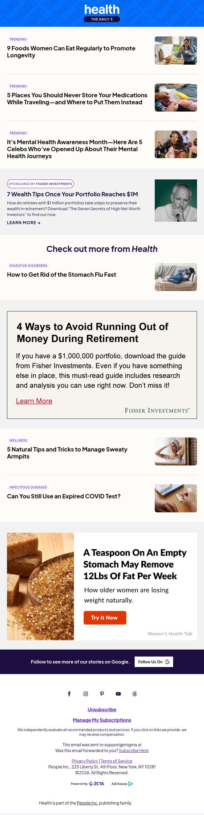 9 Foods That Can Boost Longevity in Women email from Shape screenshot