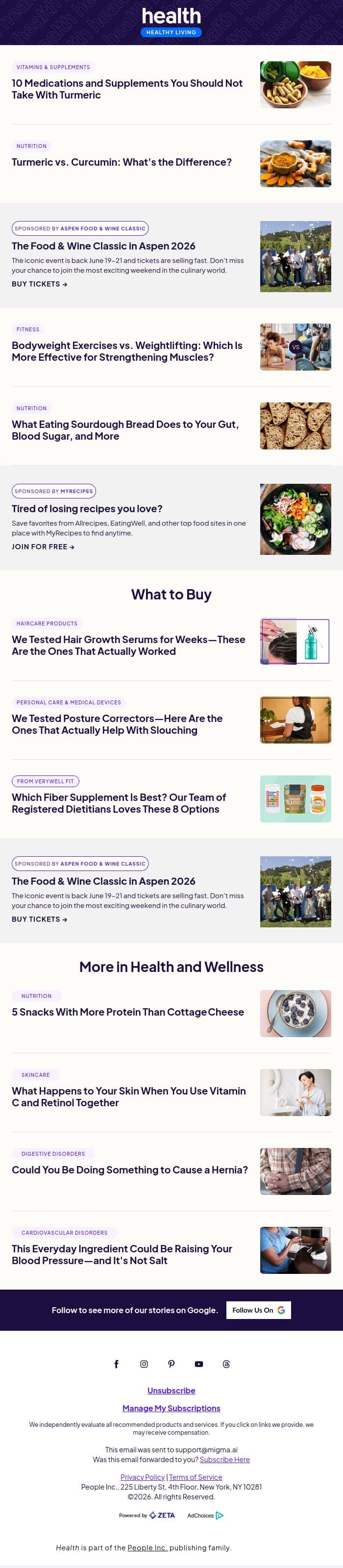 10 Medications and Supplements You Should Not Take With Turmeric email from Shape screenshot