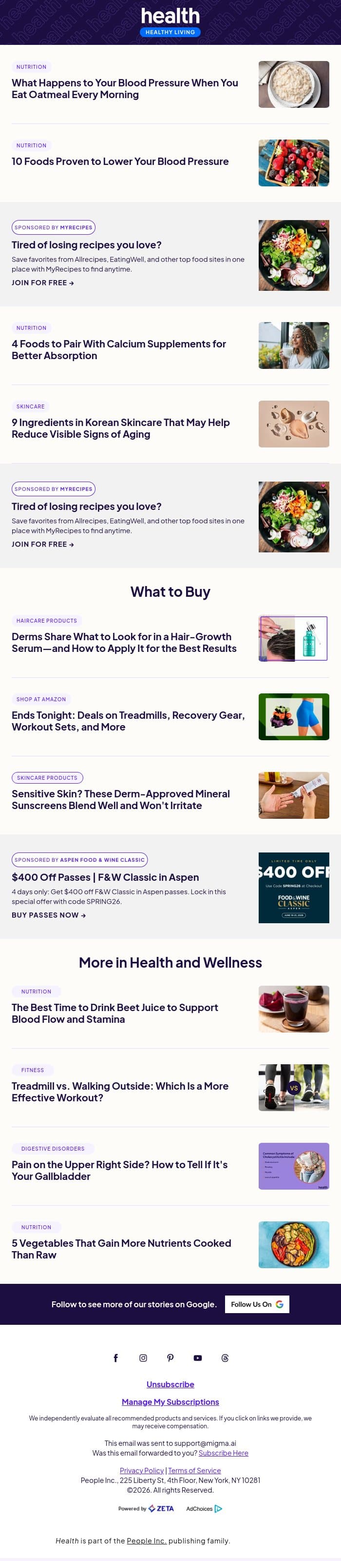 What Happens to Your Blood Pressure When You Eat Oatmeal Every Morning email from Shape screenshot
