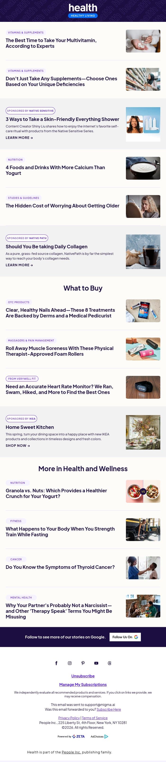 The Best Time to Take Your Multivitamin email from Shape screenshot
