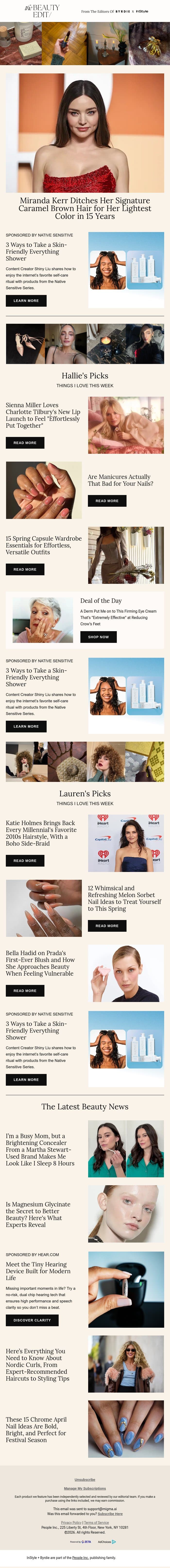 Miranda Kerr debuts her lightest hair color in years email from Shape screenshot