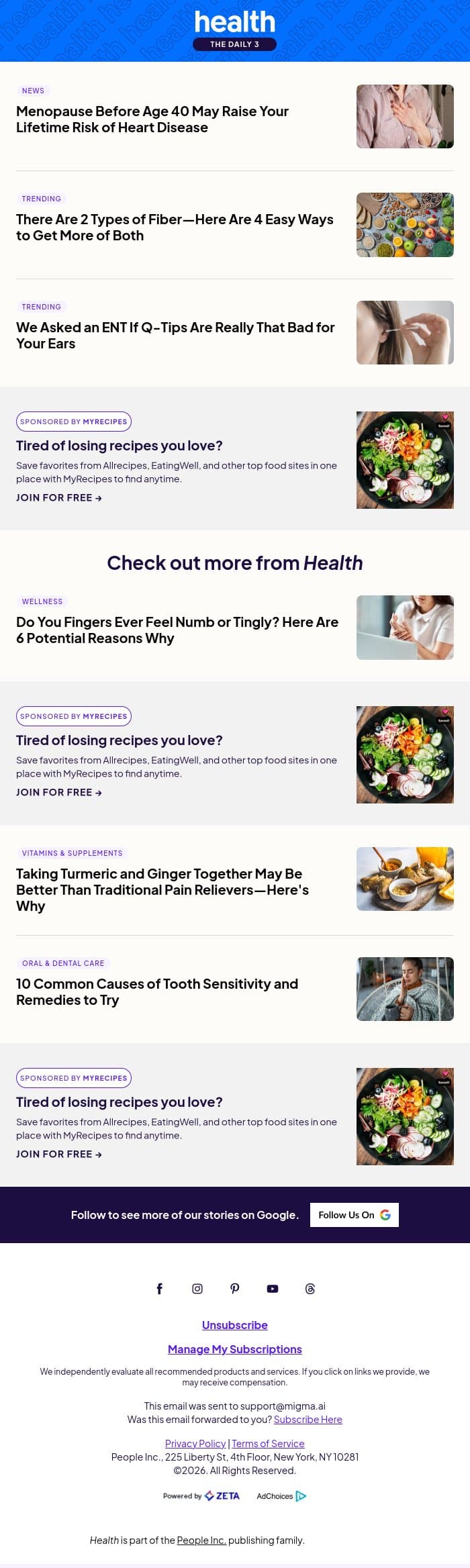 Starting Menopause Before This Age May Raise Your Risk of Heart Disease email from Shape screenshot
