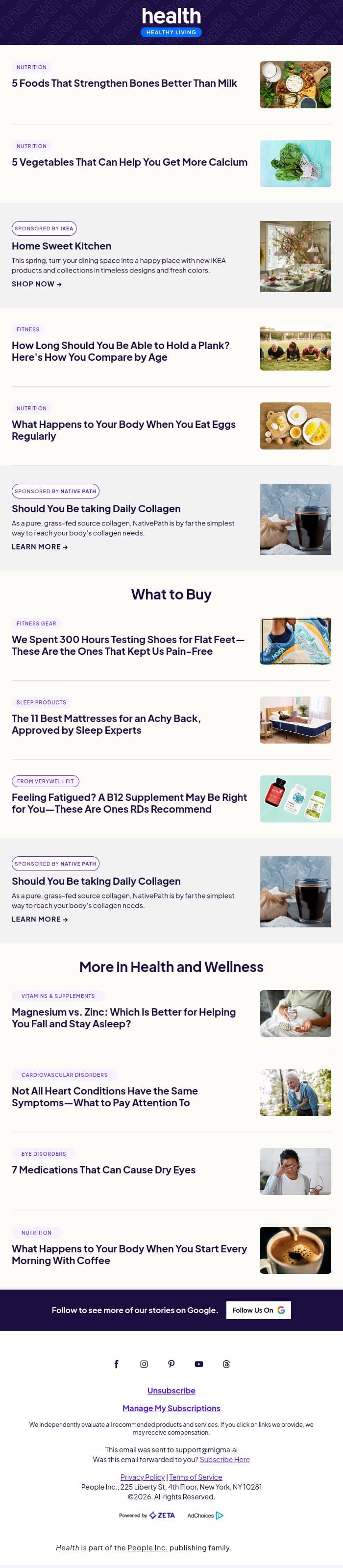 5 Foods That Strengthen Bones Better Than Milk email from Shape screenshot