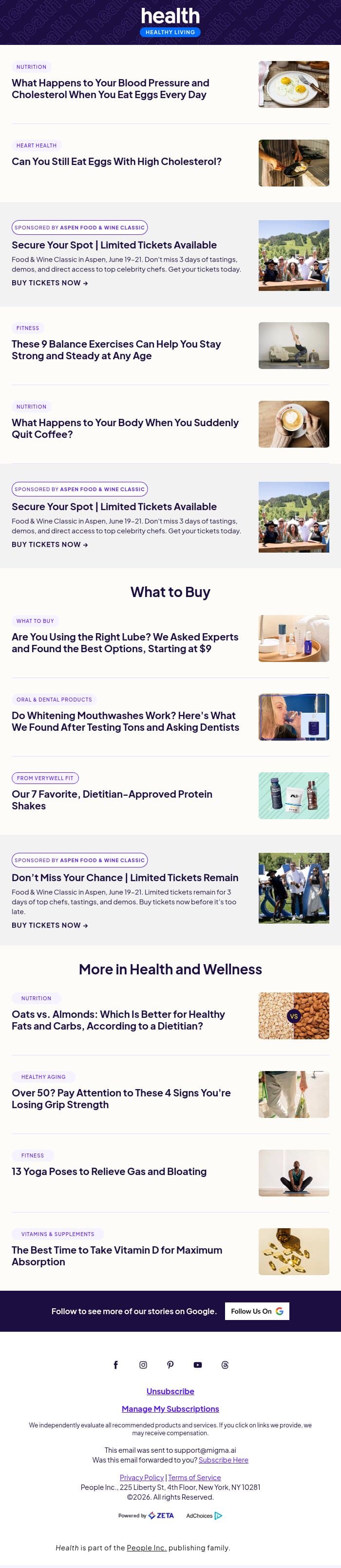 What Happens to Your Blood Pressure and Cholesterol When You Eat Eggs Every Day email from Shape screenshot