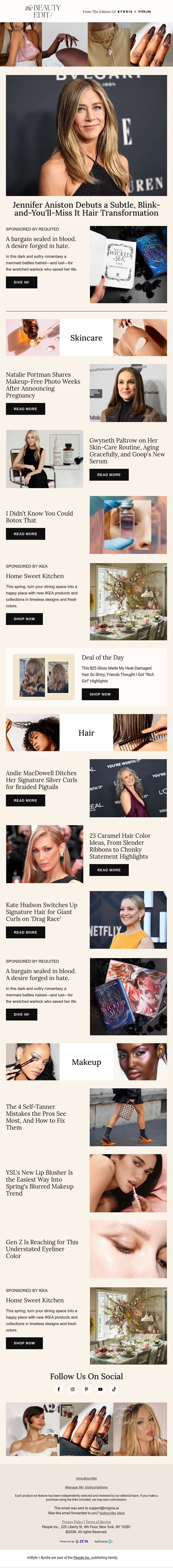 Jennifer Aniston debuts a subtle, blink-and-you'll-miss it hair transformation email from Shape screenshot