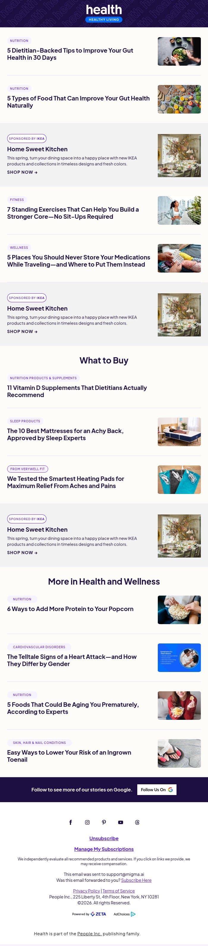 5 Dietitian-Backed Tips to Improve Your Gut Health in 30 Days email from Shape screenshot