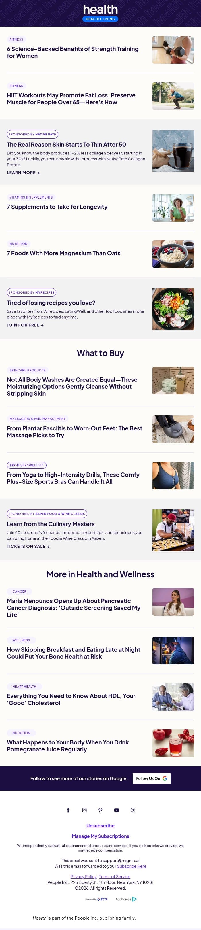 6 Science-Backed Benefits of Strength Training for Women email from Shape screenshot
