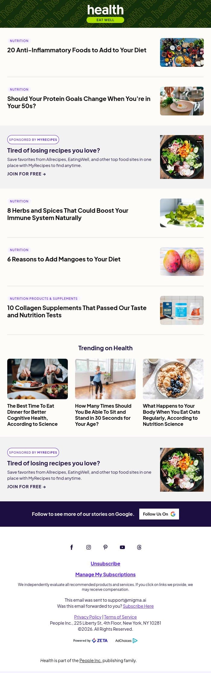 20 Anti-Inflammatory Foods to Add to Your Diet email from Shape screenshot