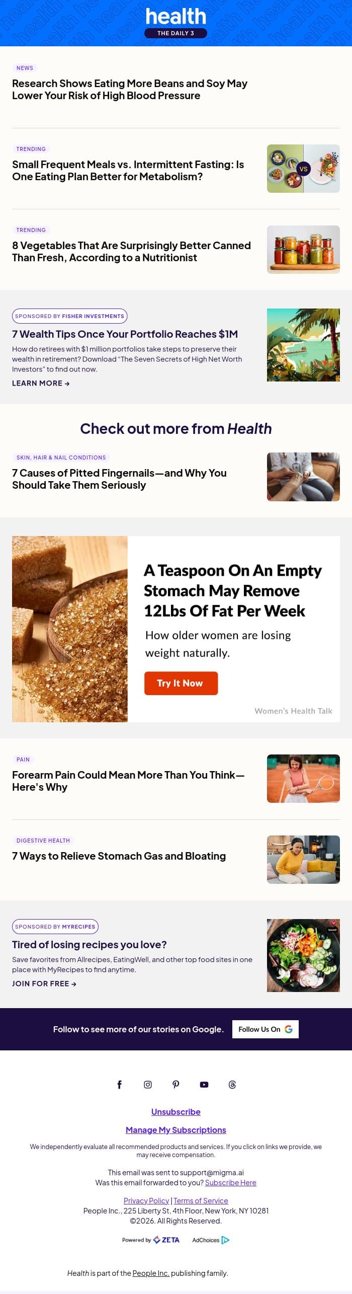 Eating More of These Common Foods May Lower Your Risk of High Blood Pressure email from Shape screenshot