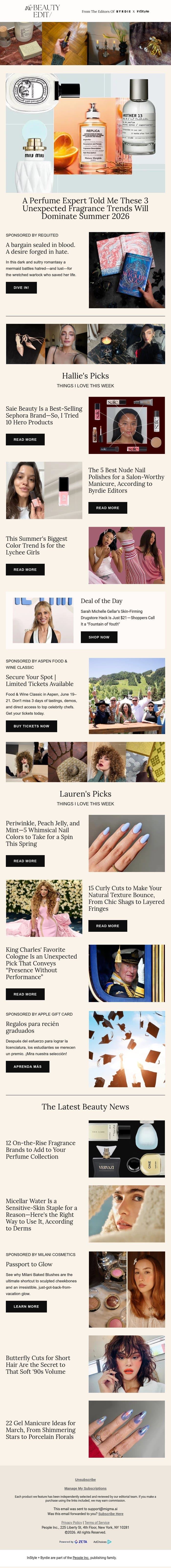 These 3 fragrance trends will dominate summer 2026 email from Shape screenshot