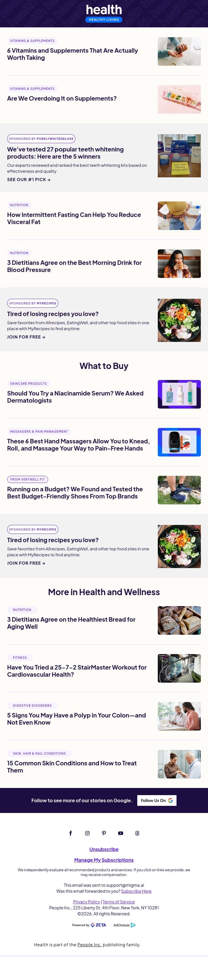 6 Vitamins and Supplements That Are Actually Worth Taking email from Shape screenshot