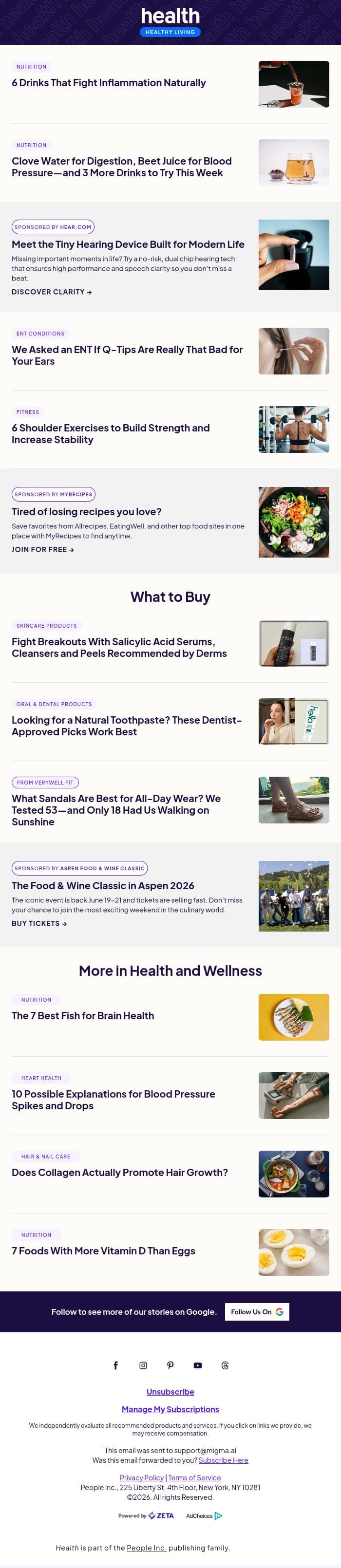 6 Drinks That Fight Inflammation Naturally email from Shape screenshot
