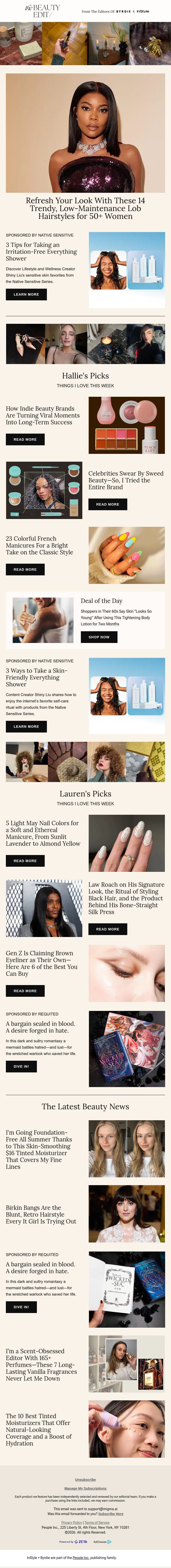 14 trendy, low-maintenance lob hairstyles for 50+ women email from Shape screenshot