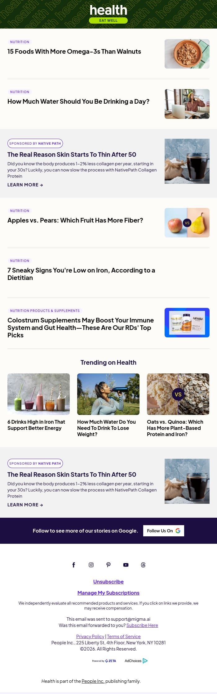 15 Foods With More Omega-3s Than Walnuts email from Shape screenshot