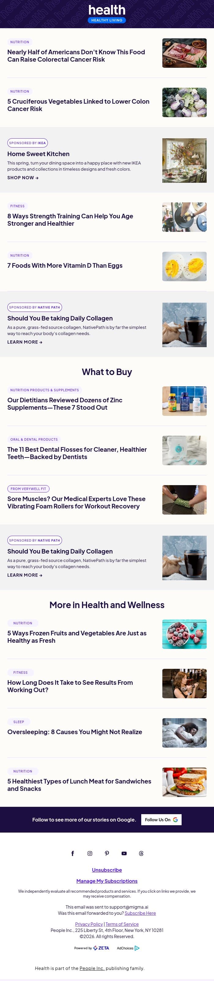 Nearly Half of Americans Don't Know This Food Can Raise Colorectal Cancer Risk email from Shape screenshot