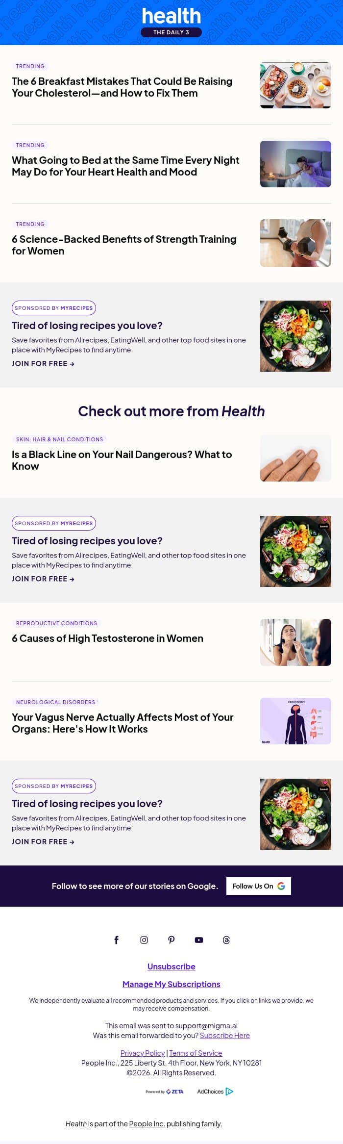 The 6 Breakfast Mistakes That Could Be Raising Your Cholesterol email from Shape screenshot