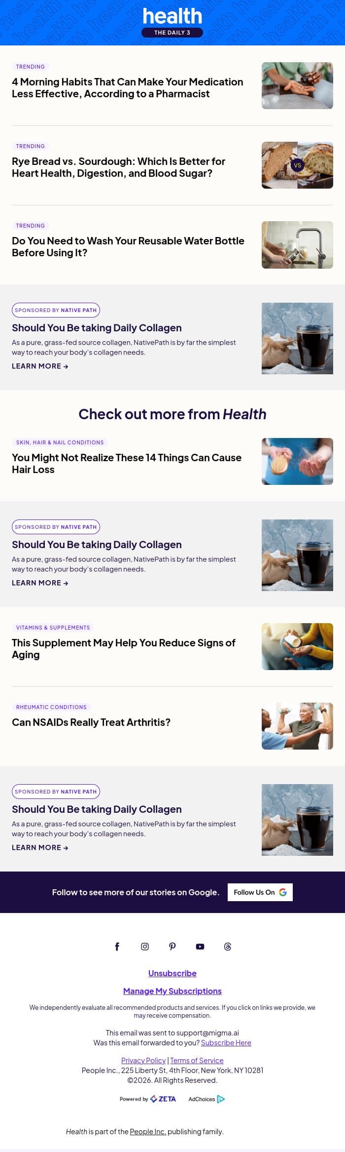 4 Morning Habits That Can Make Your Medication Less Effective email from Shape screenshot