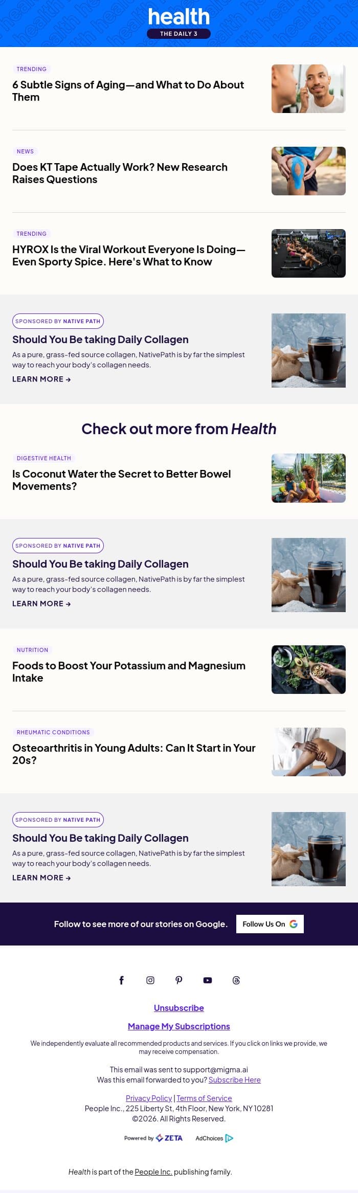 6 Subtle Signs of Aging—and What to Do About Them email from Shape screenshot