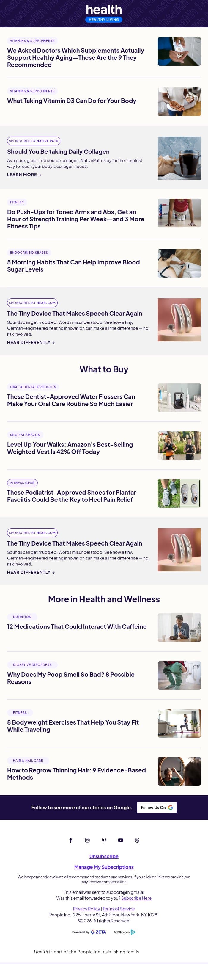 9 Supplements Doctors Actually Recommend for Healthy Aging email from Shape screenshot