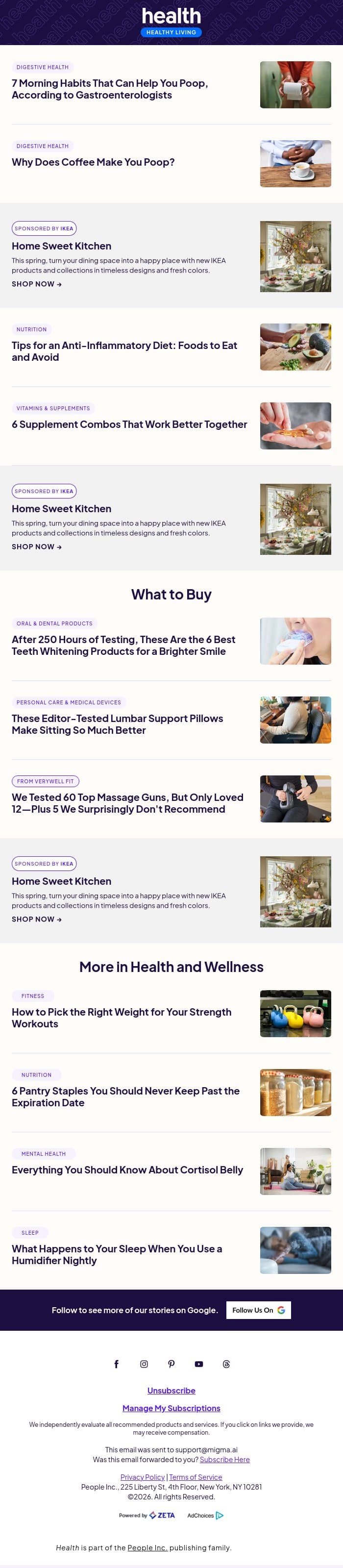 7 Morning Habits That Can Help You Poop email from Shape screenshot