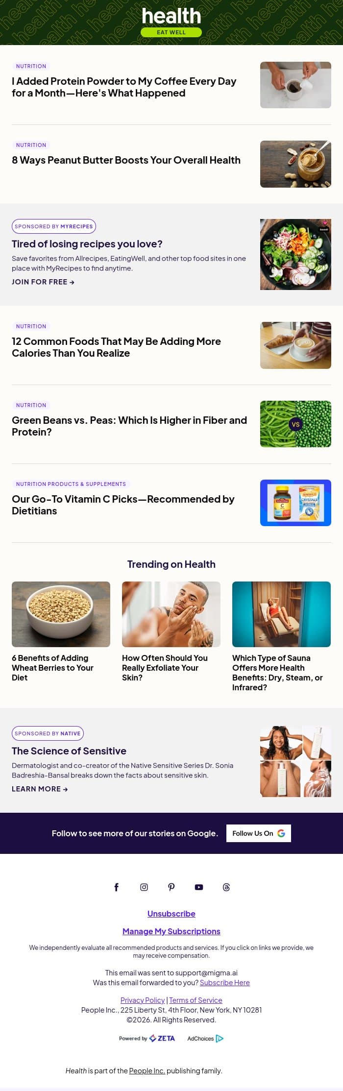 I Added Protein Powder to My Coffee Every Day for a Month—Here's What Happened email from Shape screenshot