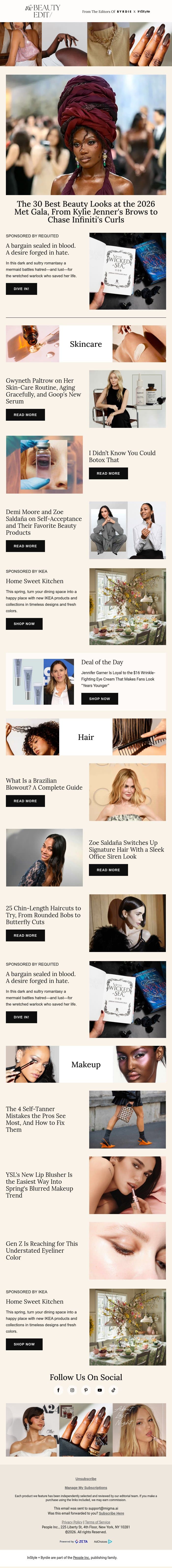 The 30 best beauty looks at the 2026 Met Gala email from Shape screenshot