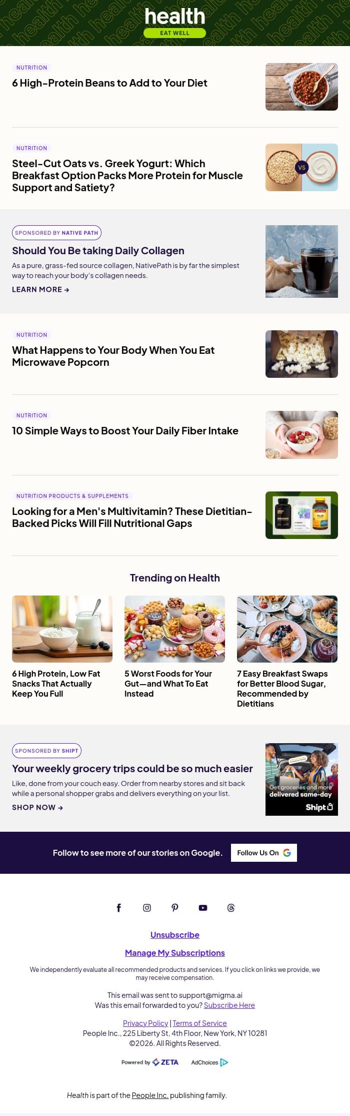 6 High-Protein Beans to Add to Your Diet email from Shape screenshot
