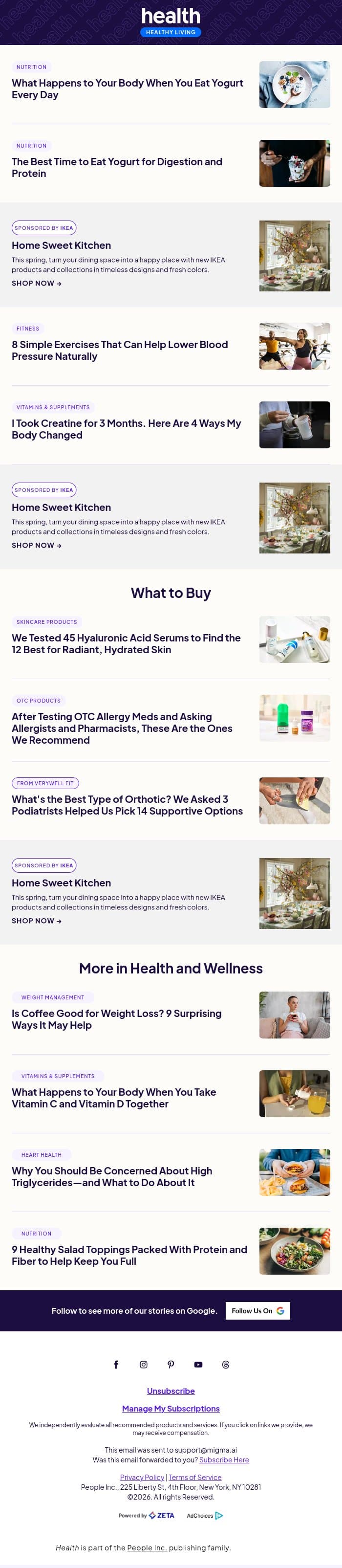 What Happens to Your Body When You Eat Yogurt Every Day email from Shape screenshot