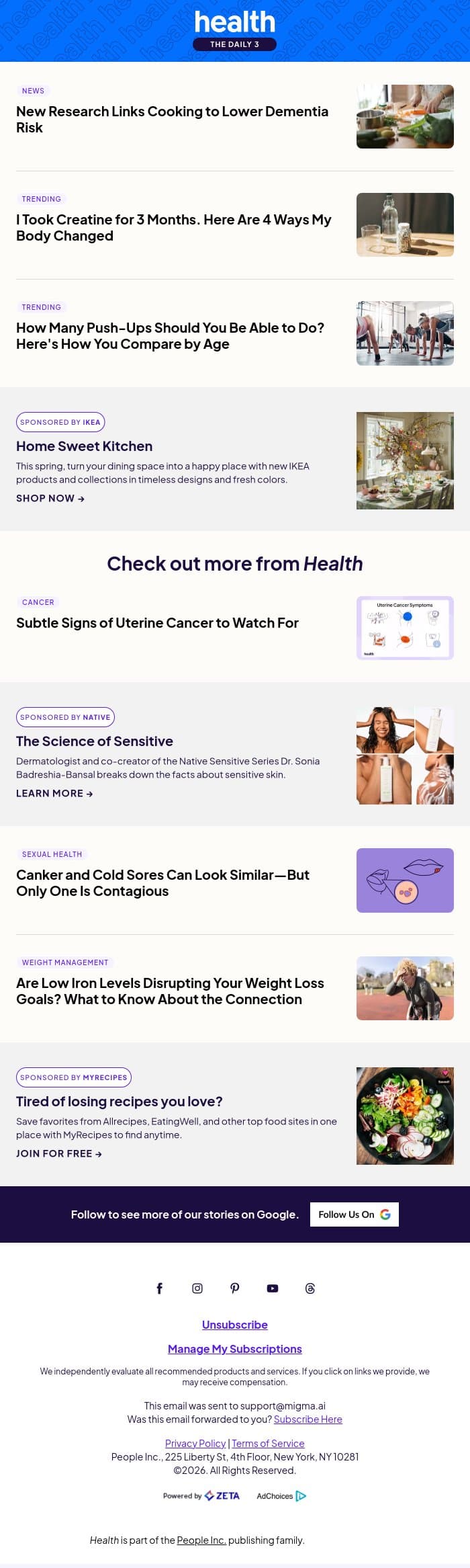 New Research Links Cooking to Lower Dementia Risk email from Shape screenshot