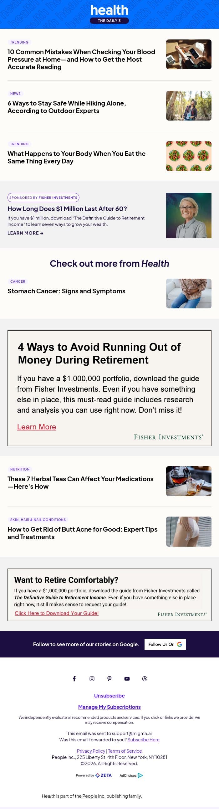 10 Common Mistakes When Checking Your Blood Pressure at Home email from Shape screenshot