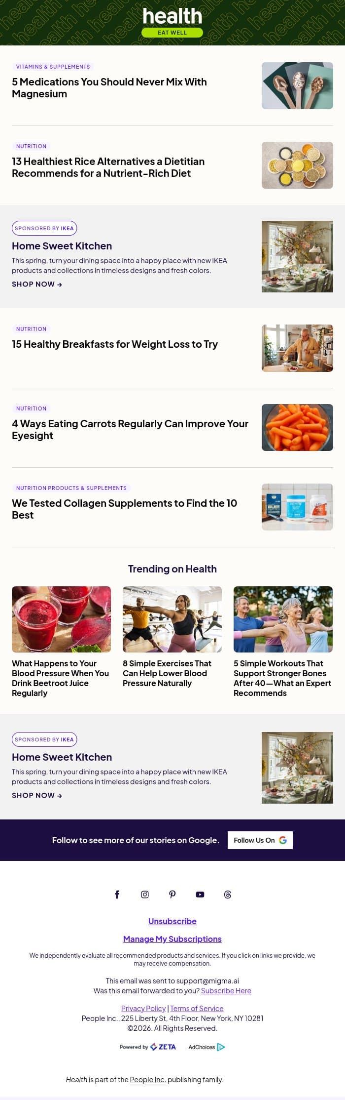 5 Medications Not to Mix With Magnesium email from Shape screenshot