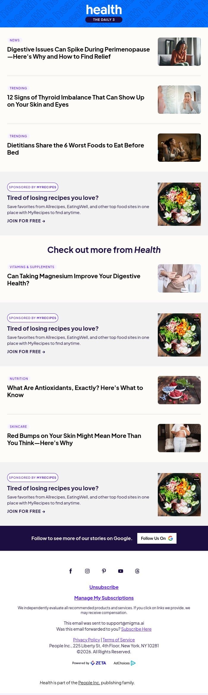 Digestive Issues Can Spike During Perimenopause—Here's Why email from Shape screenshot