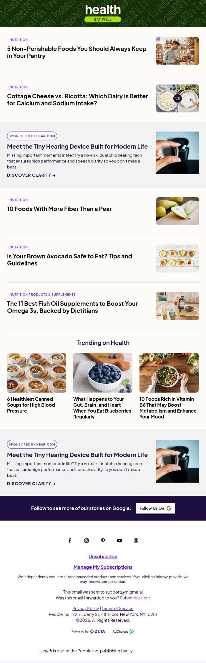 5 Non-Perishable Foods You Should Always Keep in Your Pantry email from Shape screenshot