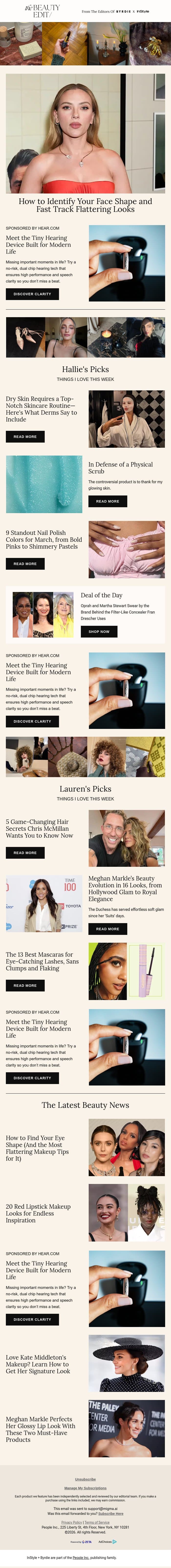 How to identify your face shape and fast track flattering looks email from Shape screenshot