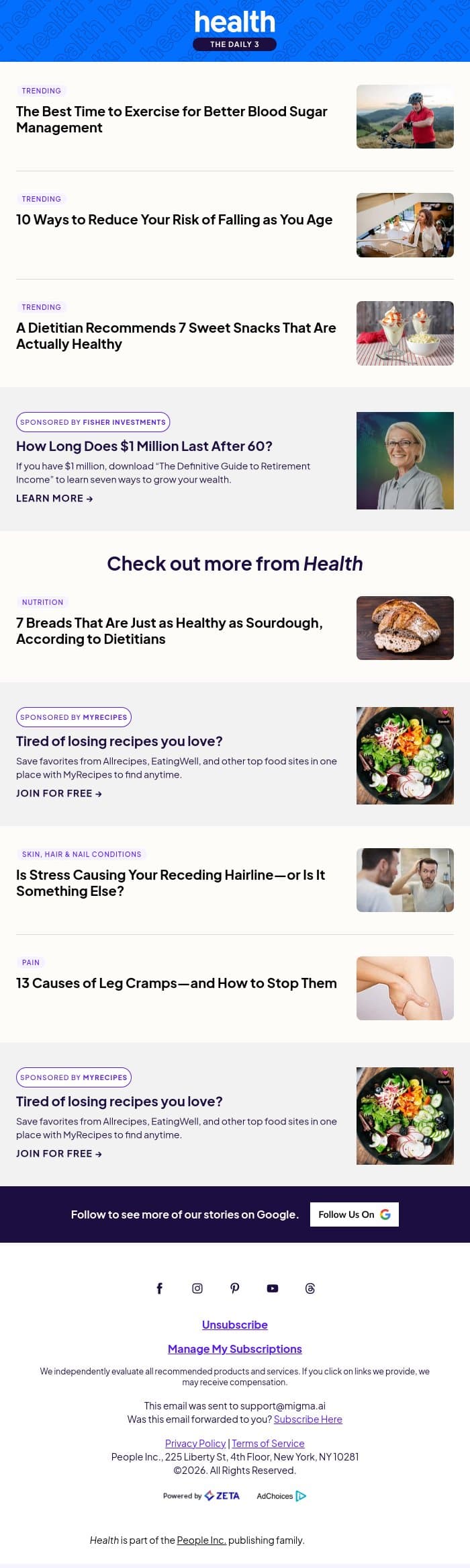 This Is the Best Time to Exercise for Better Blood Sugar Management email from Shape screenshot