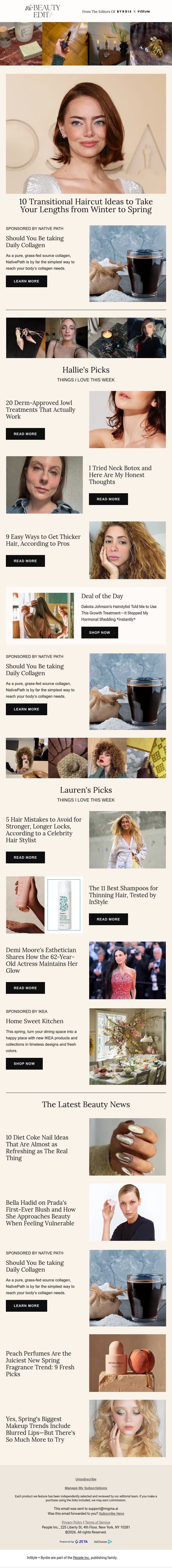 10 transitional haircut ideas to take your lengths from winter to spring email from Shape screenshot