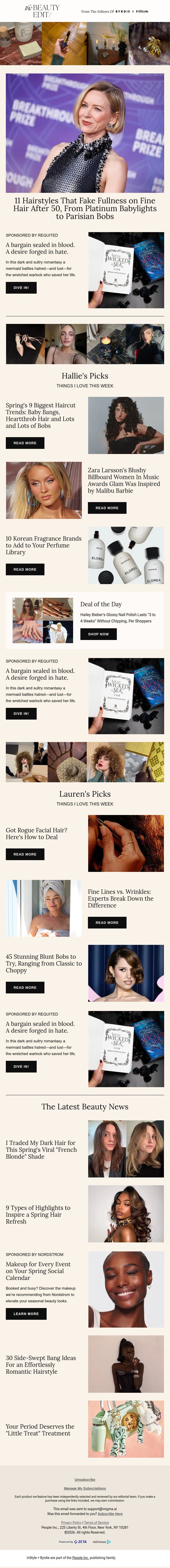 11 hairstyles that fake fullness on fine hair after 50 email from Shape screenshot