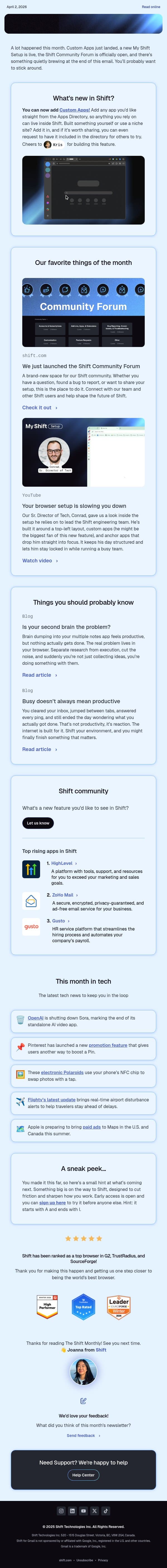 Get ready because we're coming in hot email from Shift screenshot